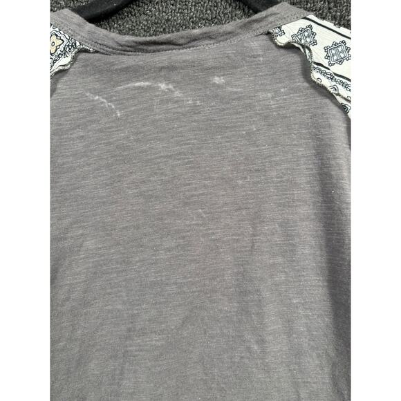 Umgee Charcoal Surplice Printed Tie Waist Shirt Blouse Womens Size 1XL *READ - Picture 7 of 9